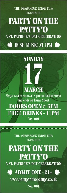 St. Patrick's Day Shamrock Event Ticket Product Front