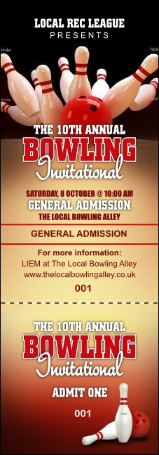 Bowling League Event Ticket Product Front