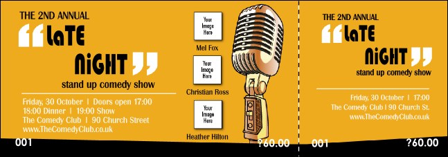 Comedy Retro Microphone Event Ticket Product Front
