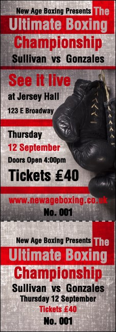 Boxing Gloves Event Ticket Product Front