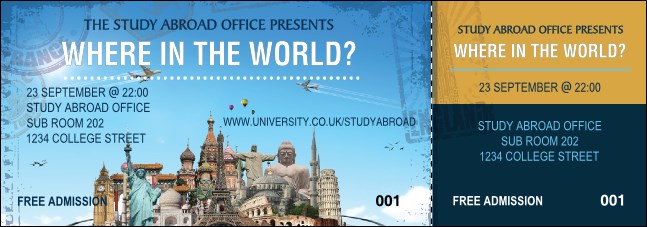 World Travel Event Ticket Product Front