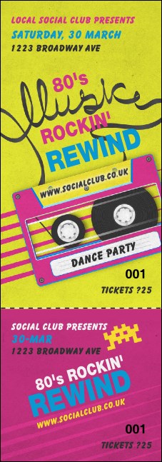 80s Music Event Ticket Product Front