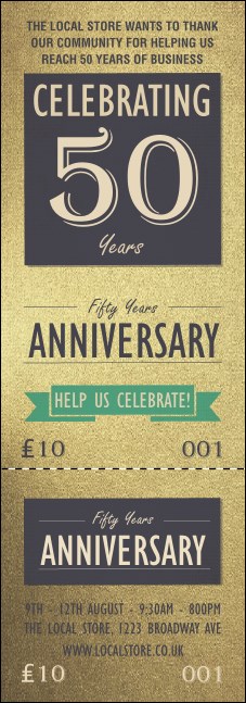 50th Anniversary Event Ticket Product Front