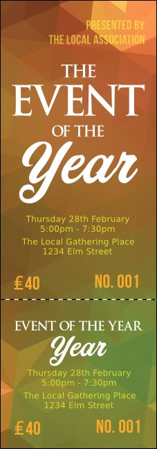 Orange Geometric Event Ticket Product Front