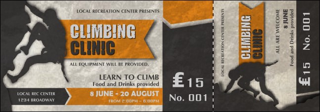 Climbing Event Ticket Product Front