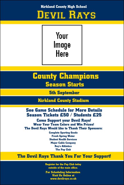 Sports Poster 001 in Blue and Yellow Product Front