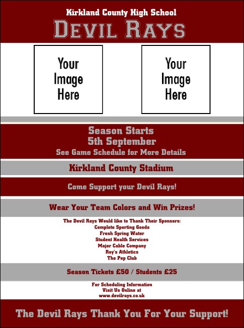 Sports Flyer 002 in Maroon and Silver