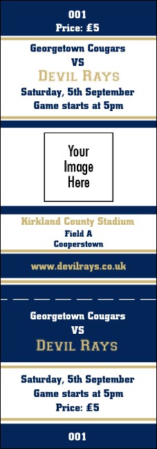 Sports Ticket Navy Event Ticket Product Front