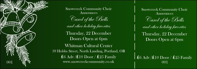 Christmas Bells Event Ticket Product Front