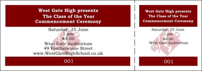 Graduation Event Ticket Product Front
