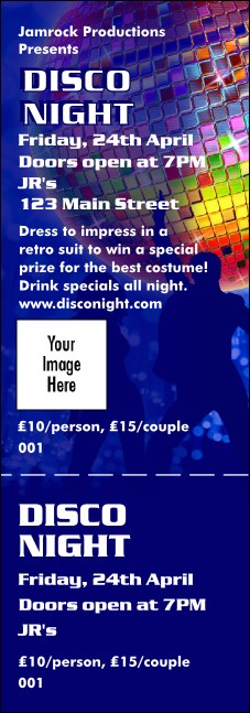 Disco Event Ticket Product Front