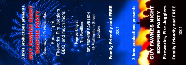 Guy Fawkes Event Ticket Product Front