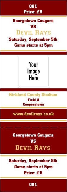 Sports Maroon and Gold Event Ticket Product Front