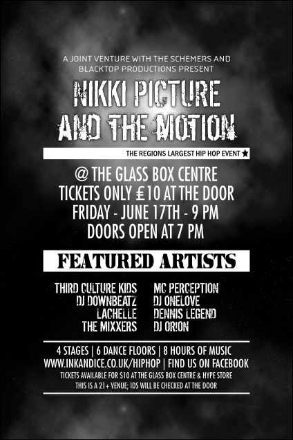 Galaxy Hip Hop Black and White Club Poster Product Front