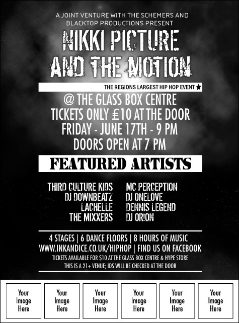 Galaxy Hip Hop Black and White Club Image Flyer Product Front