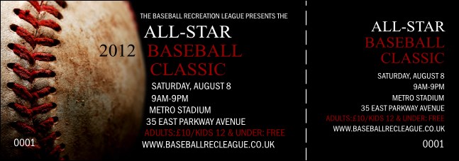 Baseball Stitches Event Ticket Product Front