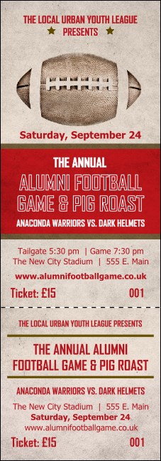 Football Red Event Ticket Product Front