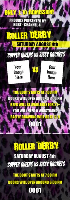 Roller Derby Pink Leopard Event Ticket Product Front