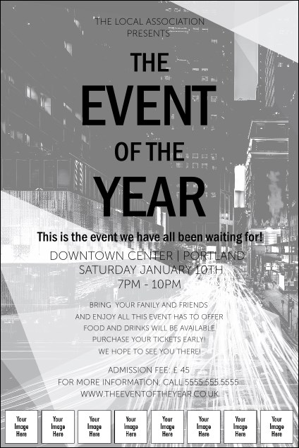 All Purpose Building and Streetlights Black and White  Image Poster