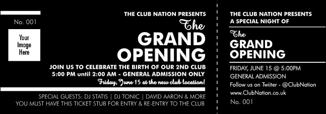 Modern Black Event Ticket Product Front