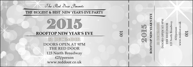 Silver Glitter Event Ticket Product Front