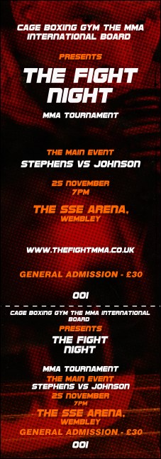 MMA The Fight Night Event Ticket Product Front