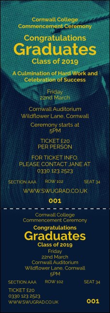 Graduation - Blue and Yellow Reserved Event Ticket Product Front