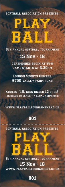 Softball Brown Event Ticket Product Front