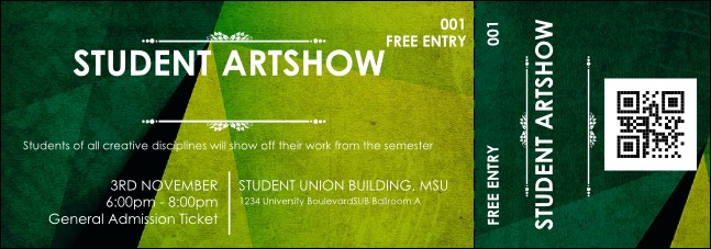 Abstract QR Event Ticket Product Front