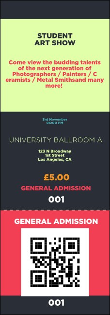 Image Upload QR Event Ticket Product Front