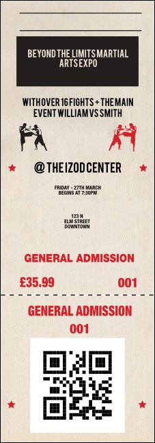 MMA Old School QR Event Ticket Product Front
