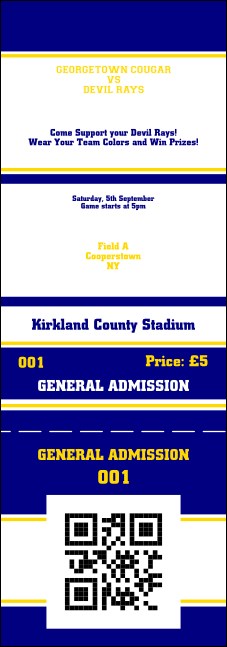 Sports Stripes QR Event Ticket Product Front