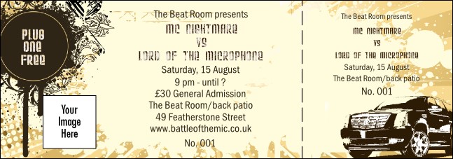 Hip Hop Concert General Admission Ticket Product Front