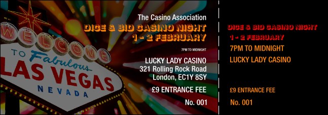 Las Vegas Casino Event Ticket Product Front