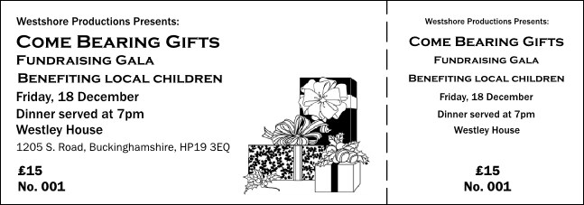Christmas Black and White General Admission Ticket 001 Product Front