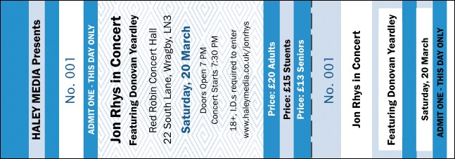 Blue Two-Tone General Admission Ticket Product Front