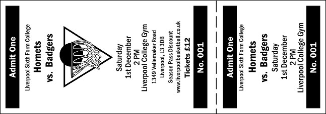 Basketball General Admission Ticket 002 (b&w) Product Front