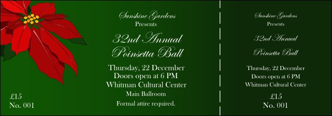 Christmas Poinsettia General Admission Ticket with full bleed Product Front