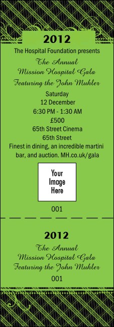 2011 Gala Plaid Green Event Ticket Product Front