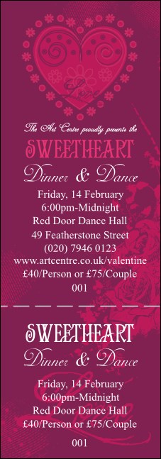Valentines Heart Event Ticket Product Front