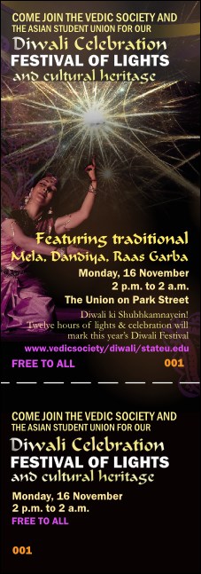 Diwali Festival Event Ticket Product Front
