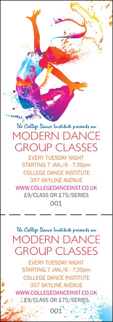 Modern Dance White Event Ticket Product Front