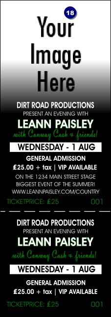 Your Image Concert Green Event Ticket Product Front